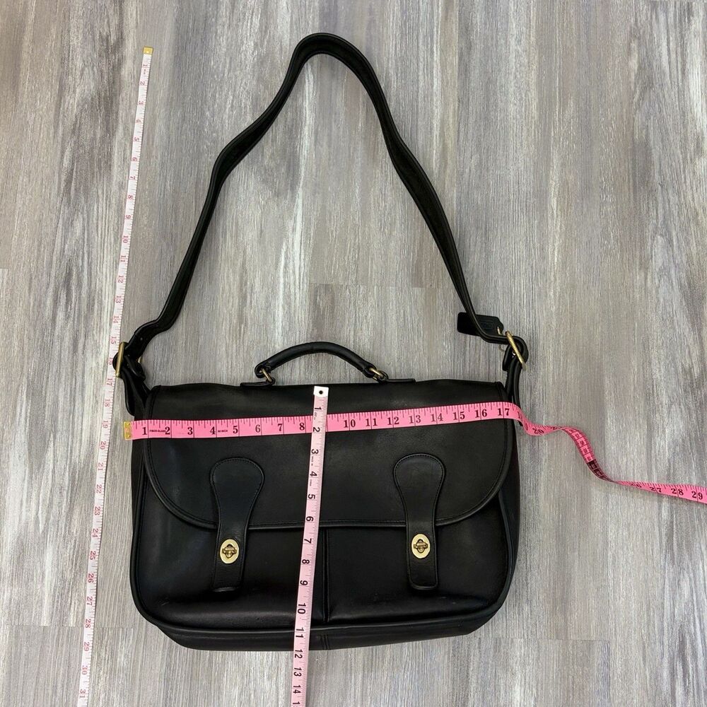 90s Coach Carrier Bag Leather Carrier Bag Briefcase Messenger Box Tag USA 9800 - Picture 11 of 16